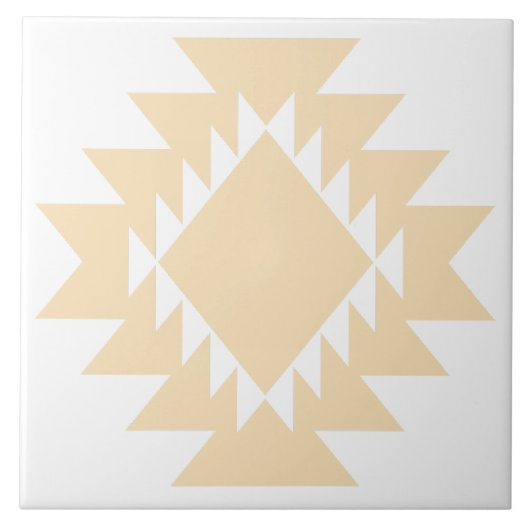 Southwest Native American Geometric White und Tan Fliese (Vorderseite)