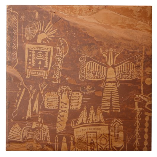 Southwest Native American Petroglyh  Fliese (Vorderseite)