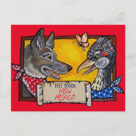 Southwest New Mexico Coyote Roadrunner Souvenir Postkarte