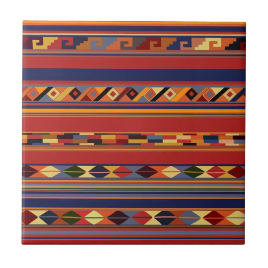Southwest Oaxaca Tribal Folk Tile Fliese (Vorderseite)