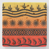 Southwest Ombre Sunset Kokopelli Design Steinuntersetzer (Vorderseite)