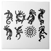 Southwest Petroglyh Kokopelli Pattern Küche Fliese (Vorderseite)