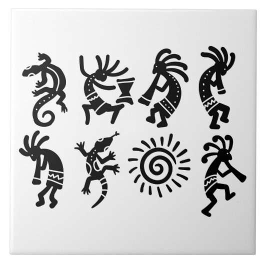 Southwest Petroglyh Kokopelli Pattern Küche Fliese (Vorderseite)