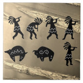 Southwest Petroglyh Sepia Kokopelli Fliese (Vorderseite)