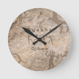 Southwest Petroglyhs Custom Tribe/Name Runde Wanduhr