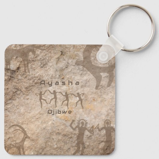 Southwest Petroglyhs Custom Tribe/Name Schlüsselanhänger (Rückseite)