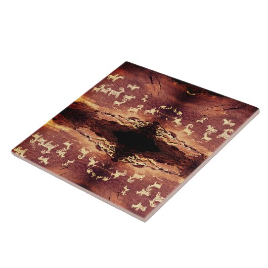 Southwest Petroglyph Ceramic Tile Fliese (Seite)
