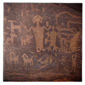 Southwest Petroglyph Dark Brown Keramik Tile Fliese (Vorderseite)
