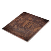 Southwest Petroglyph Dark Brown Keramik Tile Fliese (Seite)