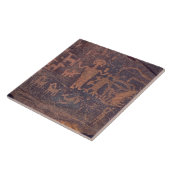 Southwest Petroglyph Deep Brown Keramik Tile Fliese (Seite)