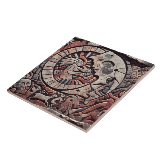 Southwest Petroglyph Design | Mond und Tänzer Fliese (Seite)