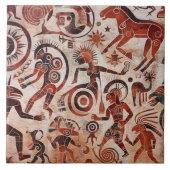 Southwest Petroglyph Design | Tiere und Tänzer Fliese (Vorderseite)