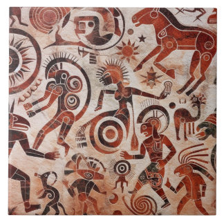 Southwest Petroglyph Design | Tiere und Tänzer Fliese