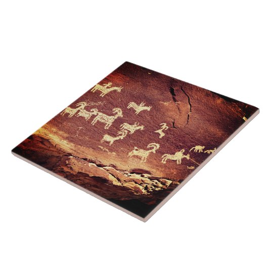 Southwest Petroglyph Keramik Tile Fliese (Seite)