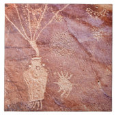 Southwest Petroglyph Keramik Tile Fliese (Vorderseite)