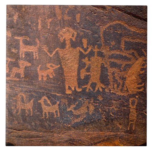 Southwest Petroglyph Keramik Tile Fliese (Vorderseite)