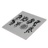 Southwest Petroglyph Kokopelli Gray Fliese (Seite)