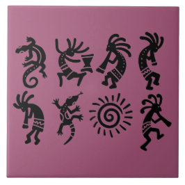 Southwest Petroglyph Kokopelli Magenta Fliese