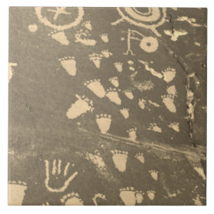Southwest Petroglyph Native American Footprint SP Fliese
