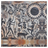 Southwest Petroglyphs Kachina Dancer Pattern Stoff (Nahaufnahme)