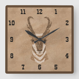 Southwest Pronghorn Antelope Square Wall Clock Quadratische Wanduhr