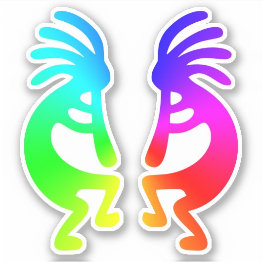 Southwest Rainbow Gradient Kokopelli Pair Aufkleber (Vorderseite)