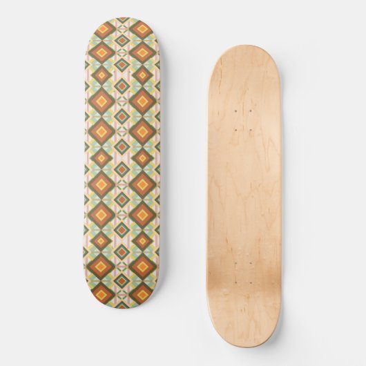 Southwest Retro Pop Art Diamanten Gemustert Skateboard (Vorderseite)