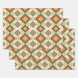 Southwest Retro Pop Art Diamanten Muster Geschenkpapier Set