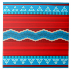 Southwest River Canyon Geometric Red Turquoise Fliese