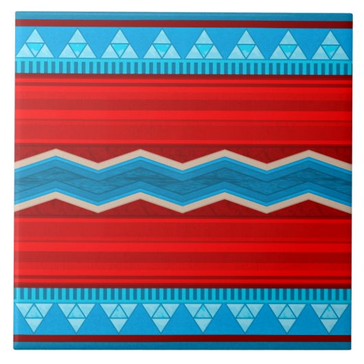 Southwest River Canyon Geometric Red Turquoise Fliese (Vorderseite)