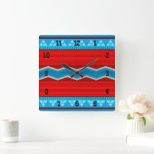 Southwest River Canyon Geometric Red Turquoise Quadratische Wanduhr (Zuhause)