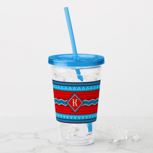 Southwest River Canyon Red Turquoise Monogram Acryltrinkbecher (Vorderseite Ice)
