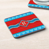 Southwest River Canyon Red Turquoise Monogram Getränkeuntersetzer (Linke Seite)
