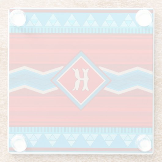 Southwest River Canyon Red Turquoise Monogram Glasuntersetzer (Rückseite)