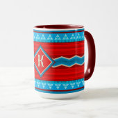 Southwest River Canyon Red Turquoise Monogram Tasse (VorderseiteRechts)