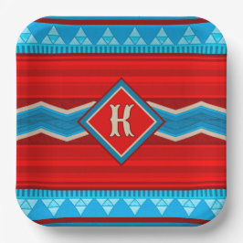 Southwest River Canyon Red Turquoise Monogrammed Pappteller
