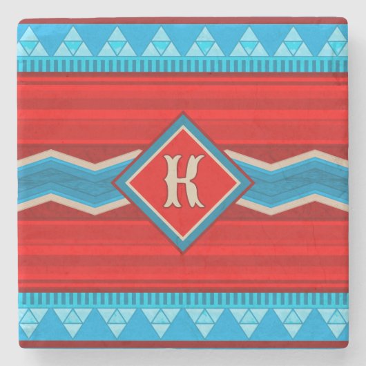 Southwest River Canyon Red Turquoise Monogrammed Steinuntersetzer (Vorderseite)