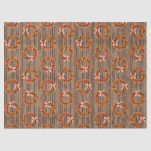 Southwest Rustic Chile Pepper Wreaths Wood Pattern Seidenpapier (Vorderseite)