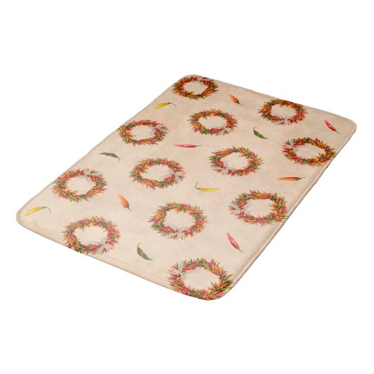 Southwest Rustic Chile Peppers Wreaths Badematte (Schrägansicht)