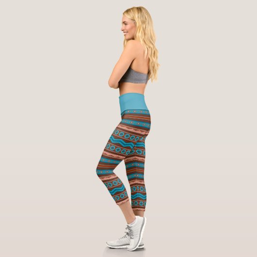 Southwest Style Geometric Cameron Gorge Design Capri Leggings (Links)