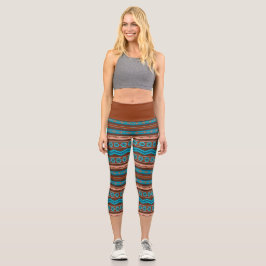 Southwest Style Geometric Cameron Gorge Design Capri Leggings