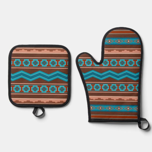 Southwest Style Geometric Cameron Gorge Design Ofenhandschuh & Topflappen-Set (Vorderseite)