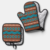 Southwest Style Geometric Cameron Gorge Design Ofenhandschuh & Topflappen-Set (Vorderseite/Rückseite)