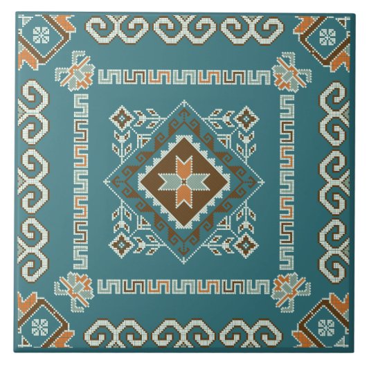 Southwest Styled Teal Ceramic Tile Fliese (Vorderseite)