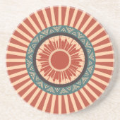 Southwest Sun Tribal Mandala Wall Clock Getränkeuntersetzer (Vorne)
