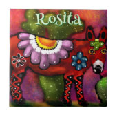 Southwest Talavera-Style Donkey Personalized Fliese (Vorderseite)