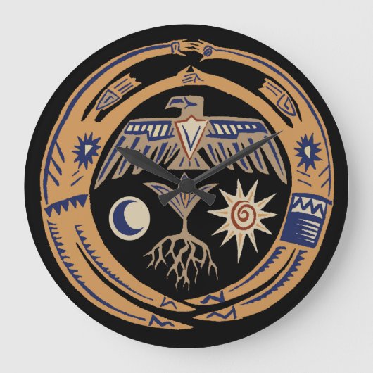 Southwest Tribal Rain Dance  Große Wanduhr (Vorderseite)