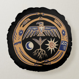 Southwest Tribal Rain Dance Throw Pillow Rundes Kissen