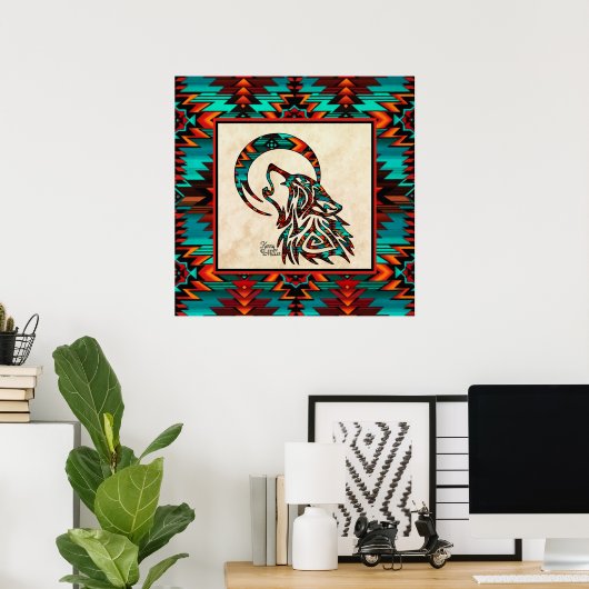 Southwest Tribal Wolf Poster (Heimbüro)