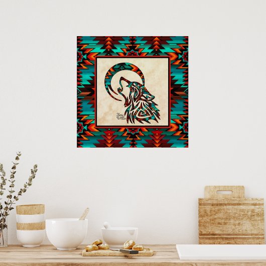 Southwest Tribal Wolf Poster (Küche)